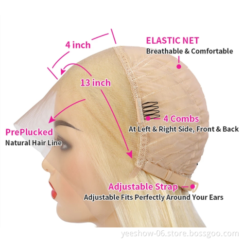2021 100% raw human hair  virgin silky straight  613  blonde  lace front  wig